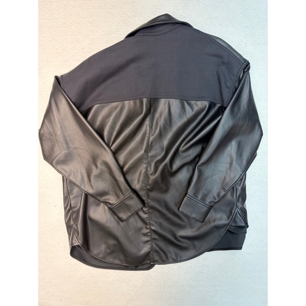 3.1 Phillip Lim Womens Mixed Media Vegan Leather Shacket Black Size M - Picture 7 of 7